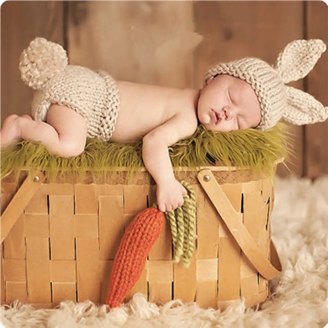 Adorable Rabbit Photography Clothing Set for Children: Crochet Knitting Stick Hat and Pants with Carrot fancydresswale.com