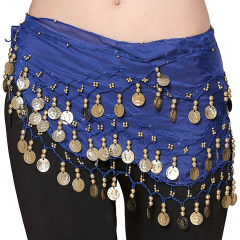 Belly Dance Hip Scarf Waist Belt with Gold Coins for Women and Girls