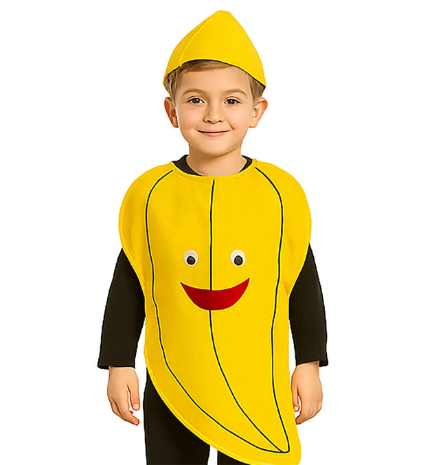 FancyDressWale Banana Fruit Costume with Green Jumpsuit for Kids | Fancy Dress for School Competitions, Fruit Day & Stage Shows (2–10 Years) fancydresswale.com