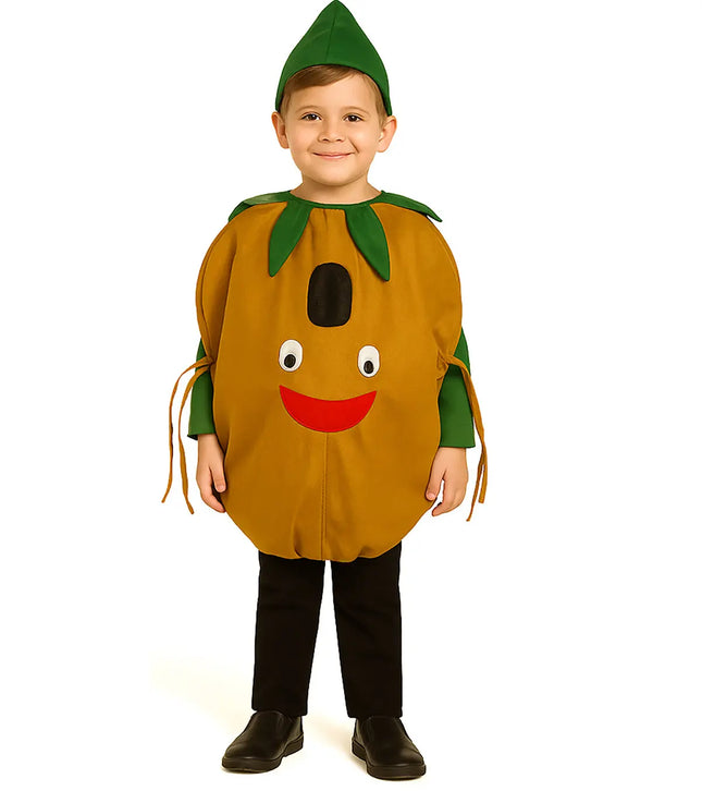 FancyDressWale Chikoo Fruit Costume with Green Jumpsuit for Kids | Fancy Dress for School Competitions, Fruit Day & Stage Shows (2–10 Years) fancydresswale.com