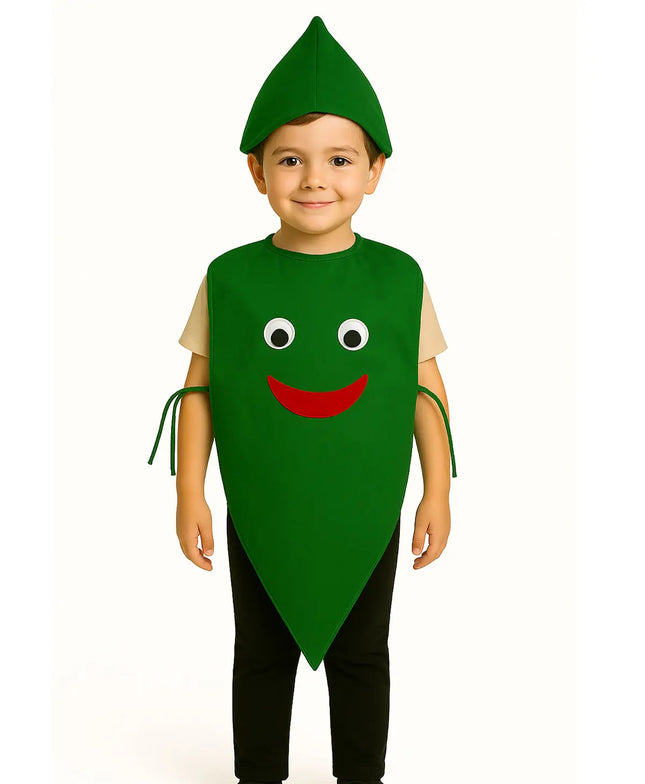 FancyDressWale Green Chilli Vegetable Costume with Green Jumpsuit for Kids 🌶️ – Fancy Dress for Vegetable Day, School Competitions & Stage Performances Fancydresswale