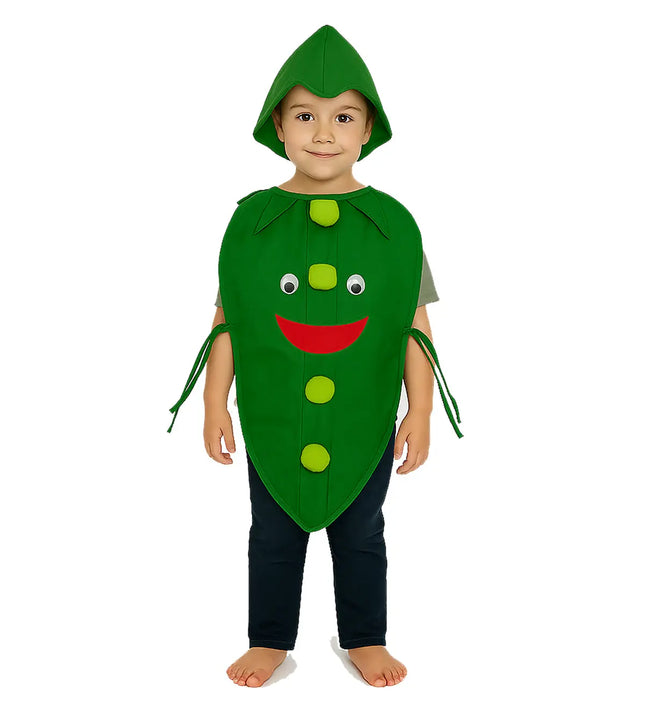 FancyDressWale Peas Vegetable Costume with Green Jumpsuit for Kids 🌱 – Fancy Dress for Vegetable Day, School Competitions & Stage Performances Fancydresswale