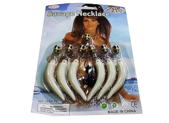 Fancydresswale 6-Piece Skeleton Bone Necklace Set – Skull, Hand, and Teeth Pendant Necklaces for Tribal, Cosplay, Halloween Jewellery fancydresswale.com