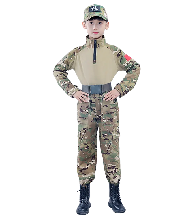 Fancydresswale Army Costume for all age groups High-Quality Camouflage Costume with Cap & Belt (Exclusive Collection) fancydresswale.com