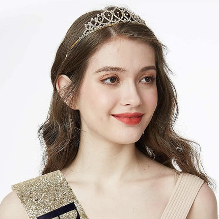 Fancydresswale Birthday Headbands Satin Sash and Tiara Birthday Crown for Girls Women Party Supplies- Rose Gold Crown Black Sash- Birthday Queen fancydresswale.com