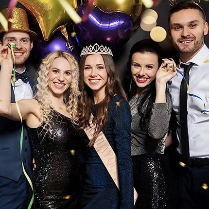 Fancydresswale Birthday Headbands Satin Sash and Tiara Birthday Crown for Girls Women Party Supplies- Rose Gold Crown Black Sash- Birthday Queen fancydresswale.com