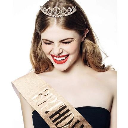 Fancydresswale Birthday Headbands Satin Sash and Tiara Birthday Crown for Girls Women Party Supplies- Rose Gold Crown and Sash- Birthday Queen fancydresswale.com