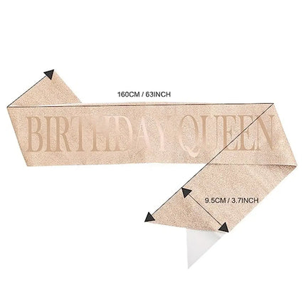 Fancydresswale Birthday Headbands Satin Sash and Tiara Birthday Crown for Girls Women Party Supplies- Rose Gold Crown and Sash- Birthday Queen fancydresswale.com