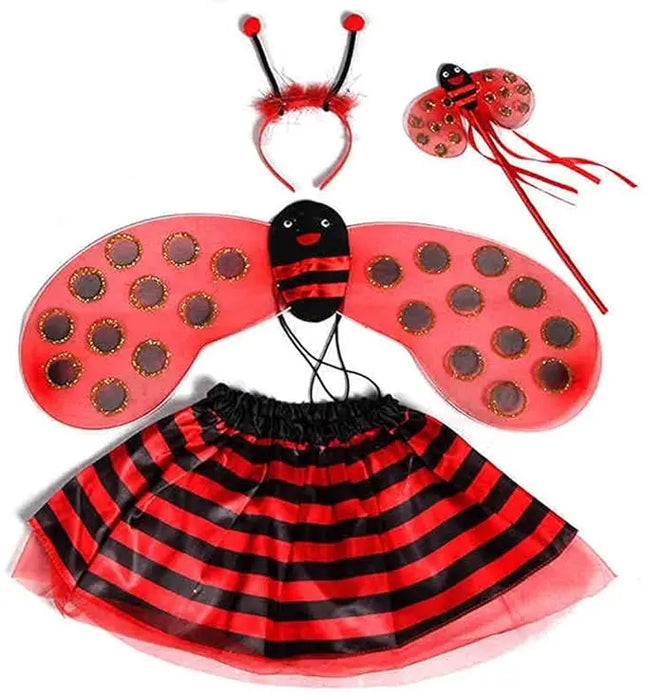 Fancydresswale Fairy Wing Ladybug Costume - Cute Wings, Tutu Dress, Wand Headband Girls Halloween fancydresswale.com