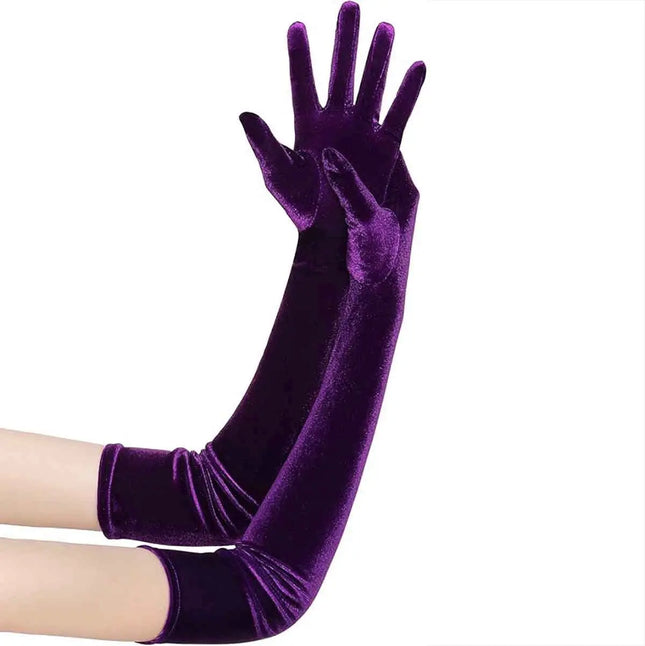 Fancydresswale Long Velvet Elbow-Length Gloves for Women – Opera-Style Satin Gloves, Black Bridal Gloves for Weddings, Flapper Party & Evening Wear Accessories fancydresswale.com