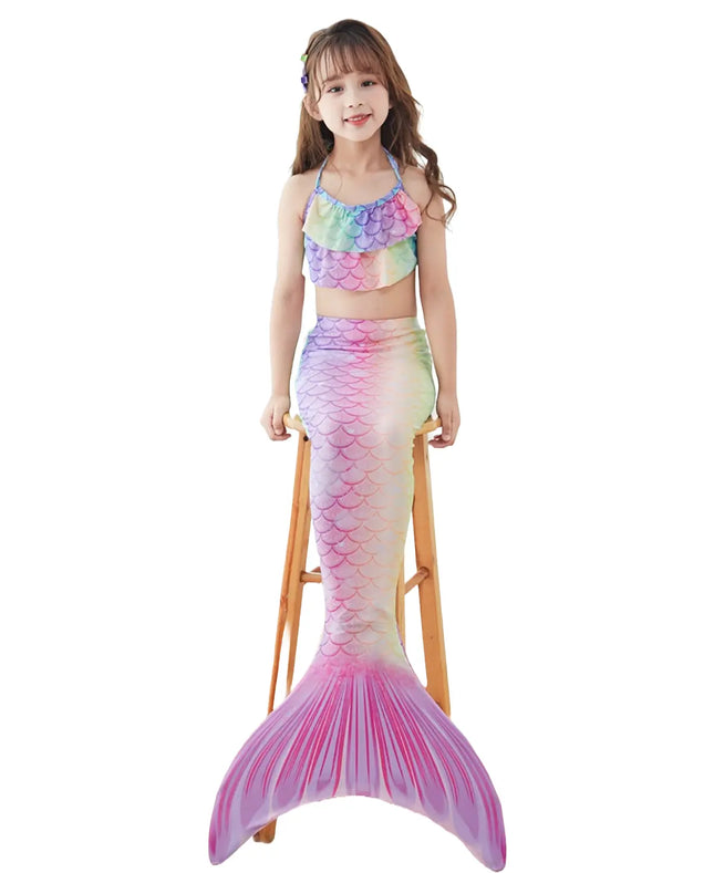 Fancydresswale Mermaid  swim tail 3 pc swimsuit for Girls with large fin option- Colorful fancydresswale.com