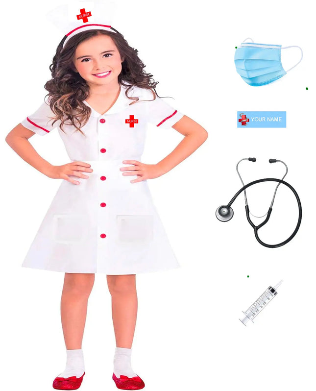Fancydresswale Nurse dress for Girls Community helper theme costume for facy dress competitions fancydresswale.com