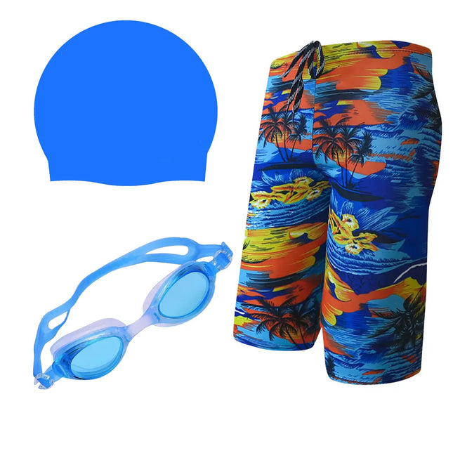 Fancydresswale Swimming kit for boys, Swimming short, Swimming goggle and silicon cap- 11 designs- free size fits to 60-75kg fancydresswale.com