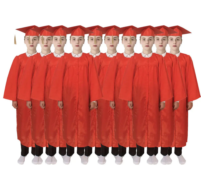 Fancydresswale convocation gown with cap for kids and adults -Red color set of 10 fancydresswale.com