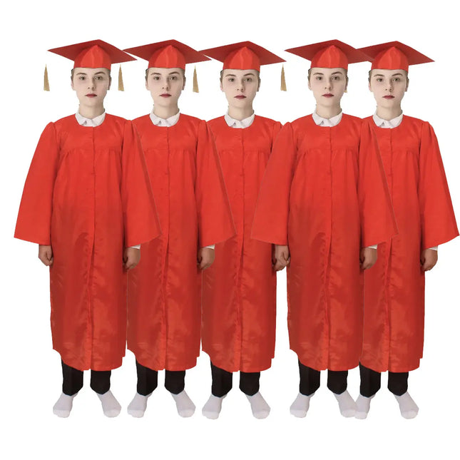 Fancydresswale convocation gown with cap for kids and adults -Red color set of 5 fancydresswale.com