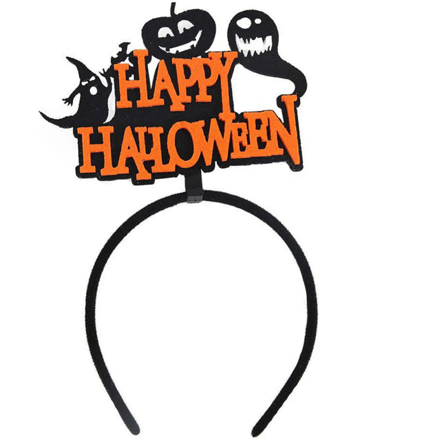 Halloween Headband with Ghosts, Black and Orange Spooky dress up, One Size Fancydresswale