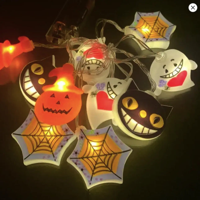 Halloween LED String Lights Pumpkin, Ghost, Eyeball, Cat, Skull, and Spider LED Decorations for Indoor & Outdoor Halloween Decor (Halloween Four) Fancydresswale