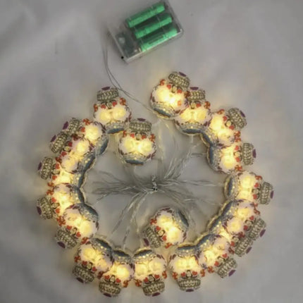 Halloween LED String Lights Pumpkin, Ghost, Eyeball, Cat, Skull, and Spider LED Decorations for Indoor & Outdoor Halloween Decor (Painted Skull) Fancydresswale