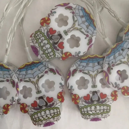 Halloween LED String Lights Pumpkin, Ghost, Eyeball, Cat, Skull, and Spider LED Decorations for Indoor & Outdoor Halloween Decor (Painted Skull) Fancydresswale