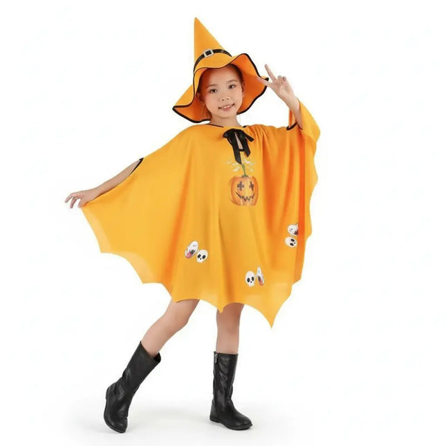 Halloween Witch Costume for Girls – Cloak & Hat Set | Red & Black fancydresswale.com