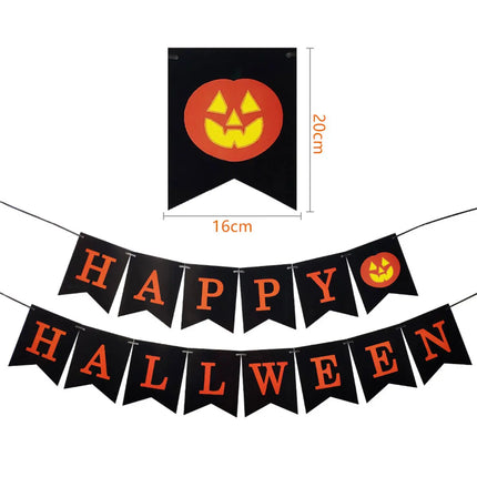 Happy Halloween Decorations Set,Party Props, Pumpkin Banners, Character Cutouts (Fishtail Flag) Fancydresswale
