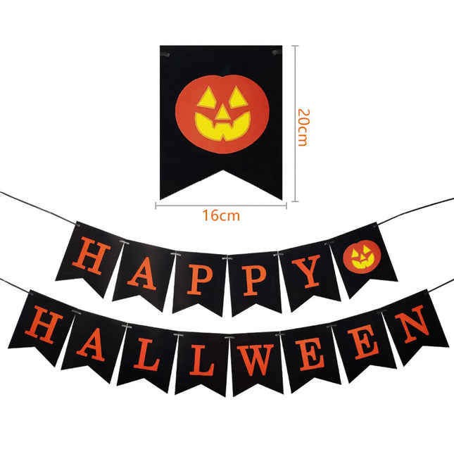 Happy Halloween Decorations Set,Party Props, Pumpkin Banners, Character Cutouts (Fishtail Flag) Fancydresswale