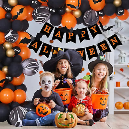 Happy Halloween Decorations Set,Party Props, Pumpkin Banners, Character Cutouts (Fishtail Flag) Fancydresswale