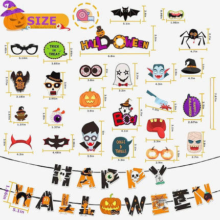 Happy Halloween Decorations Set,Party Props, Pumpkin Banners, Character Cutouts (Fishtail Flag) Fancydresswale