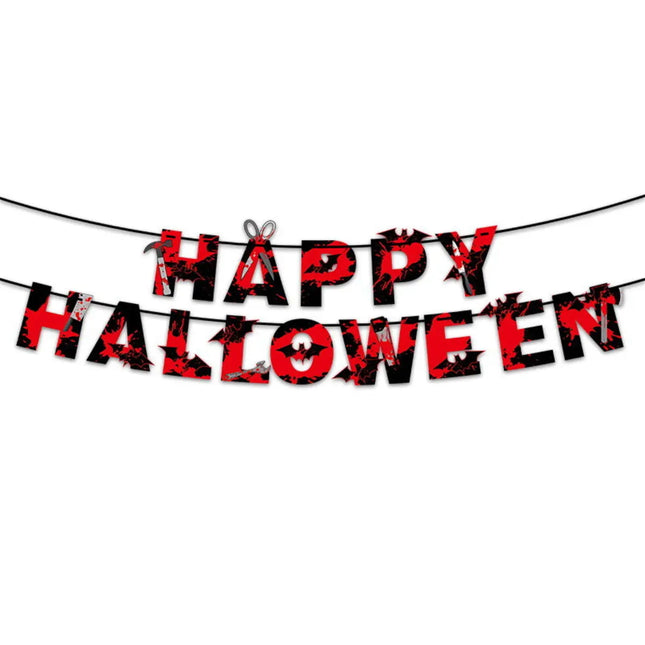 Happy Halloween Decorations Set,Party Props, Pumpkin Banners, Character Cutouts (Flag 12x13) Fancydresswale