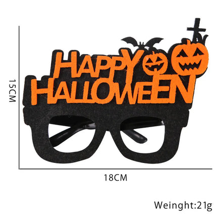 Happy Halloween Novelty Glasses with Pumpkin and Bat Designs, Black and Orange, One size fits everyone Fancydresswale