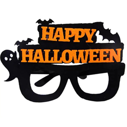 Happy Halloween Novelty Glasses with Pumpkin and Bat Designs, Black and Orange, One size fits everyone Fancydresswale