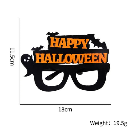 Happy Halloween Novelty Glasses with Pumpkin and Bat Designs, Black and Orange, One size fits everyone Fancydresswale