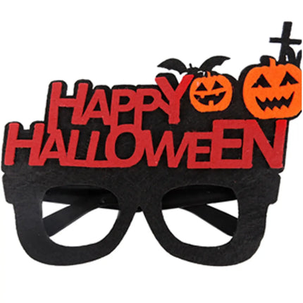 Happy Halloween Novelty Glasses with Pumpkin and Bat Designs, Black and Orange, One size fits everyone Fancydresswale