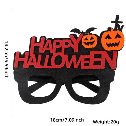 Happy Halloween Novelty Glasses with Pumpkin and Bat Designs, Black and Orange, One size fits everyone Fancydresswale
