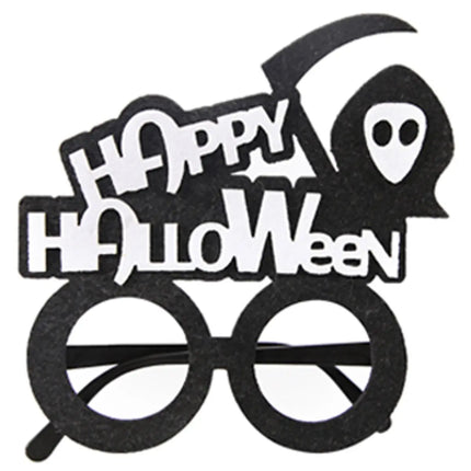 Happy Halloween Novelty Glasses with Pumpkin and Bat Designs, Black and Orange, One size fits everyone Fancydresswale