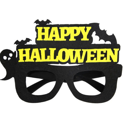 Happy Halloween Novelty Glasses with Pumpkin and Bat Designs, Black and Orange, One size fits everyone Fancydresswale