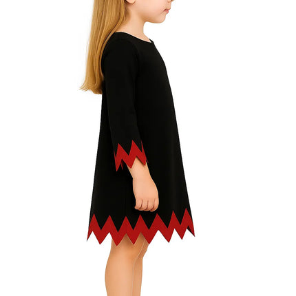 Kids Halloween Witch Costume Dress with Pumpkin Basket – Black & Red Fancy Dress for Girls (Ages 3–8 Years) fancydresswale.com