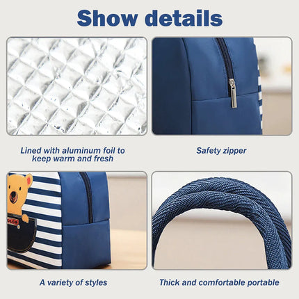 Lunch Box Insulated Bag Soft Leakproof Lunch Bag for Kids Men Women, Durable Thermal Lunch Pail for School Work Office | Fit 6 Cans-Blue Penguin Fancydresswale