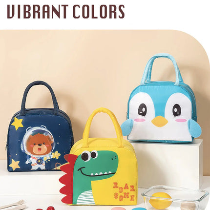 Lunch Box Insulated Bag Soft Leakproof Lunch Bag for Kids Men Women, Durable Thermal Lunch Pail for School Work Office | Fit 6 Cans-Blue Penguin Fancydresswale