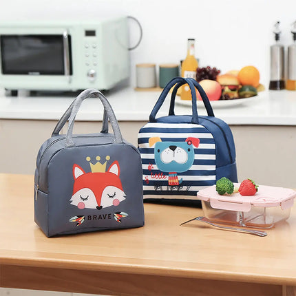 Lunch Box Insulated Bag Soft Leakproof Lunch Bag for Kids Men Women, Durable Thermal Lunch Pail for School Work Office | Fit 6 Cans-Grey Fox Fancydresswale