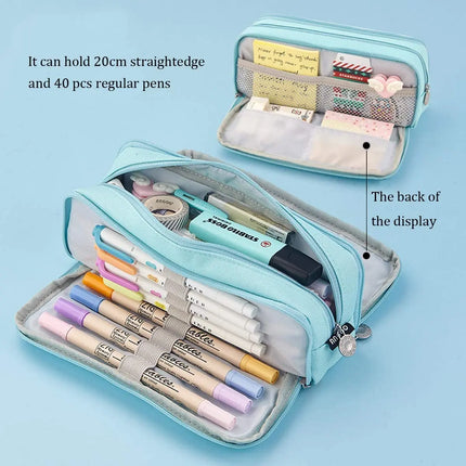 Pencil Box Spacious Case Pouch Perfect for School, College, and Office Use by Teens, Girls, Adults, and Students- Light Blue fancydresswale.com