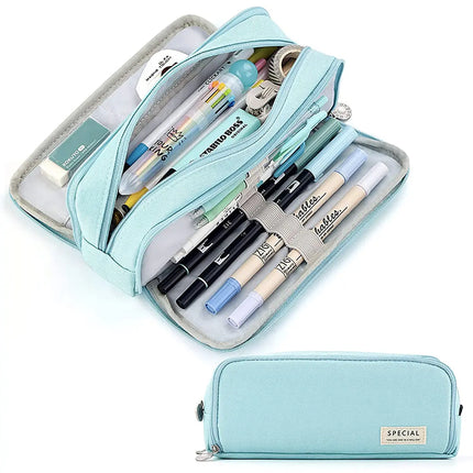 Pencil Box Spacious Case Pouch Perfect for School, College, and Office Use by Teens, Girls, Adults, and Students- Light Blue fancydresswale.com
