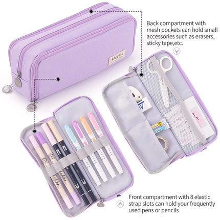 Pencil Box Spacious Case Pouch Perfect for School, College, and Office Use by Teens, Girls, Adults, and Students (Purple) fancydresswale.com