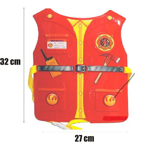 Plastic Role play vest for Kids- Fire Fighter, Red-2-7 Years