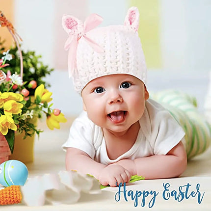 2 Pieces Bunny Photography Prop Set Rabbit Ears Props Outfit Hat Knitted Cute Easter Photo Costume Crochet Knitted rabbit costume accessories fancydresswale.com