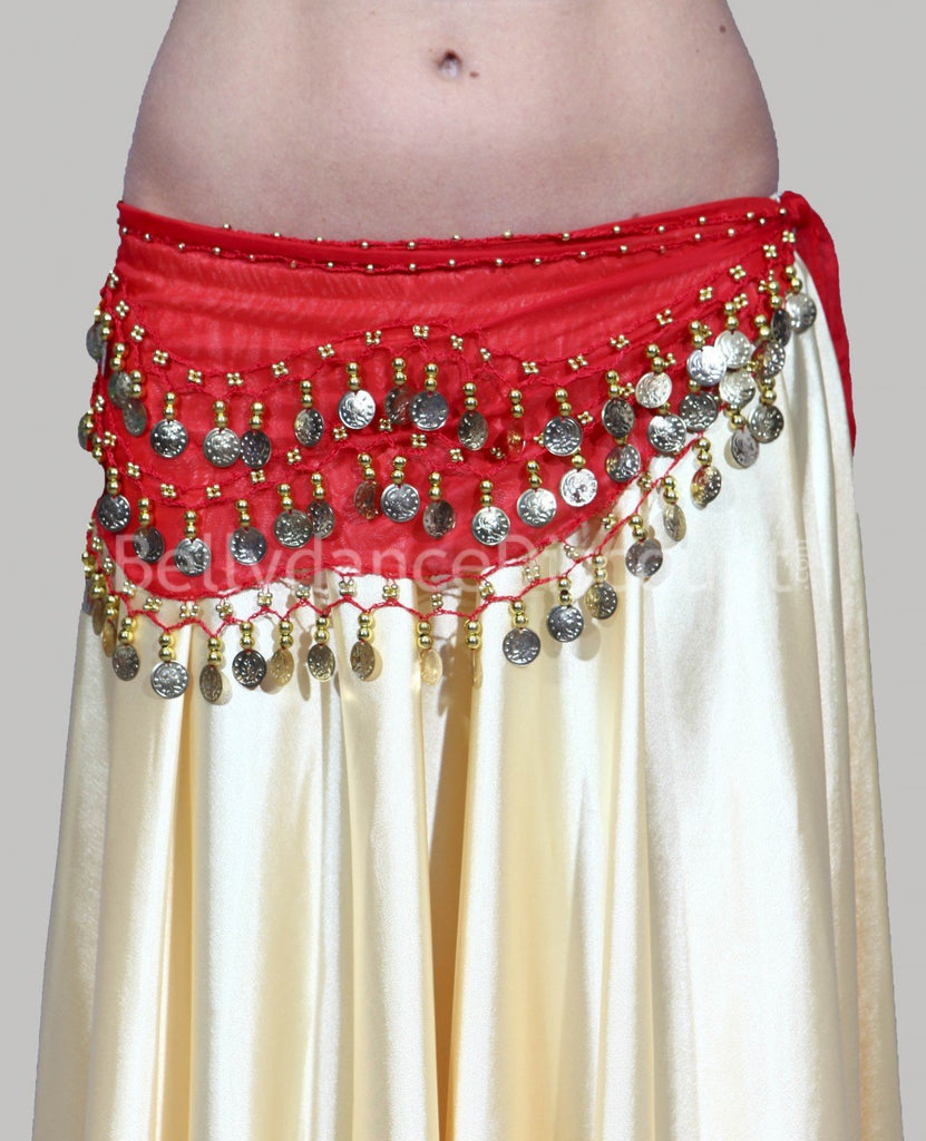 Belly Dance Hip Scarf Waist Belt with Gold Coins for Women and Girls ( –
