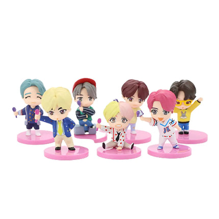 BTS Army  Characters Set of Action Figure Toys and Bangtan Boys Birthday Party Supplies - Set of 7 Pink Base fancydresswale.com