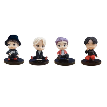BTS Cake Topper Figure Characters Set of Action Figure Toys and Bangtan Boys Birthday Party Supplies - Set of 7 (Black Base) fancydresswale.com