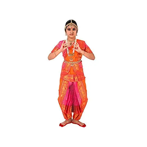 Bharatnatyam Costume Red and Pink for Fancy Dress/Costume Competitions/School Events/Annual Functions Fancydresswale.com