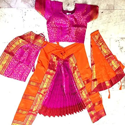 Bharatnatyam Costume Red and Pink for Fancy Dress/Costume Competitions/School Events/Annual Functions Fancydresswale.com